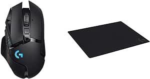 Logitech G502 Lightspeed Wireless Gaming Mouse with Lightsync RGB - Black Logitech G640 Large Cloth Gaming Mouse Pad, Optimized for Gaming Sensors Mac and PC Gaming Accessories