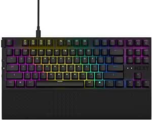 NZXT USB Function TKL – Tenkeyless Gaming Keyboard – Gateron Red Mechanical Switches: Linear, Fast, and Quiet – Hot-Swappable – RGB Backlit – Aluminum Top Plate – Wrist Rest – Black