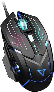 GK-XLI RGB USB Gaming Mouse, Wired with Chroma Backlight Mode, Adjustable High-Precision DPI Ergonomic Mice For PC, Computer, Laptop for Gamers